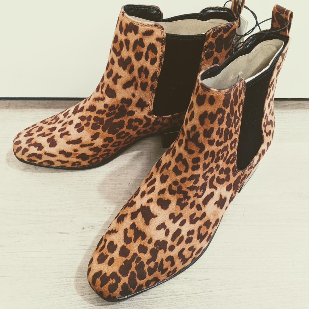 Leopard ankle boots